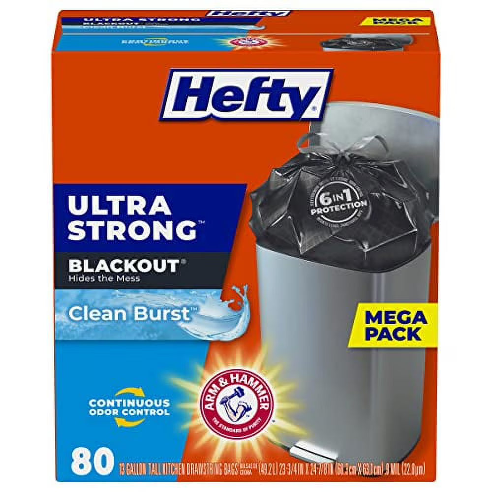 Blackout 13 Gallon Tall Kitchen Trash Bags, 80 Count H978713