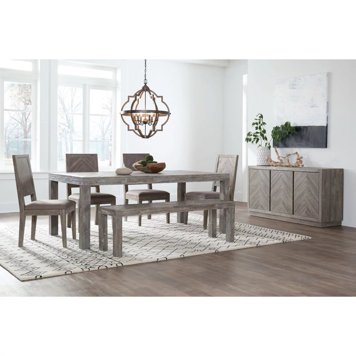 6 PC Rectangular Dining Table Set with Bench F5109