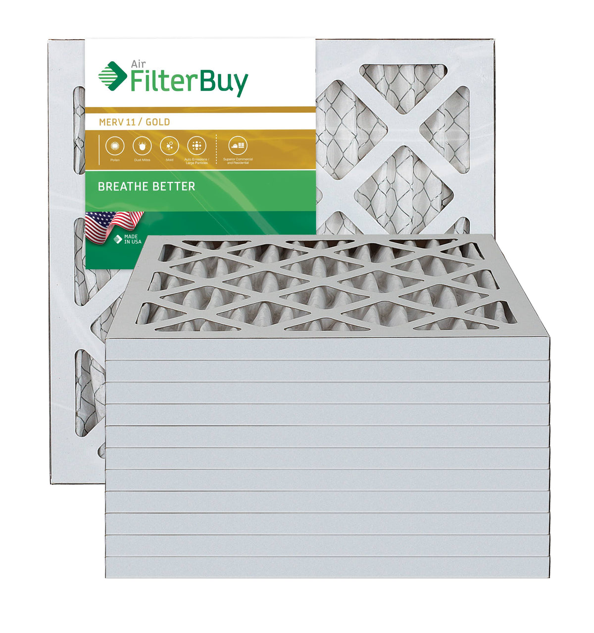 Gold MERV 11 8x16x1 Pleated AC Furnace Air Filter Pack of 12 J229810