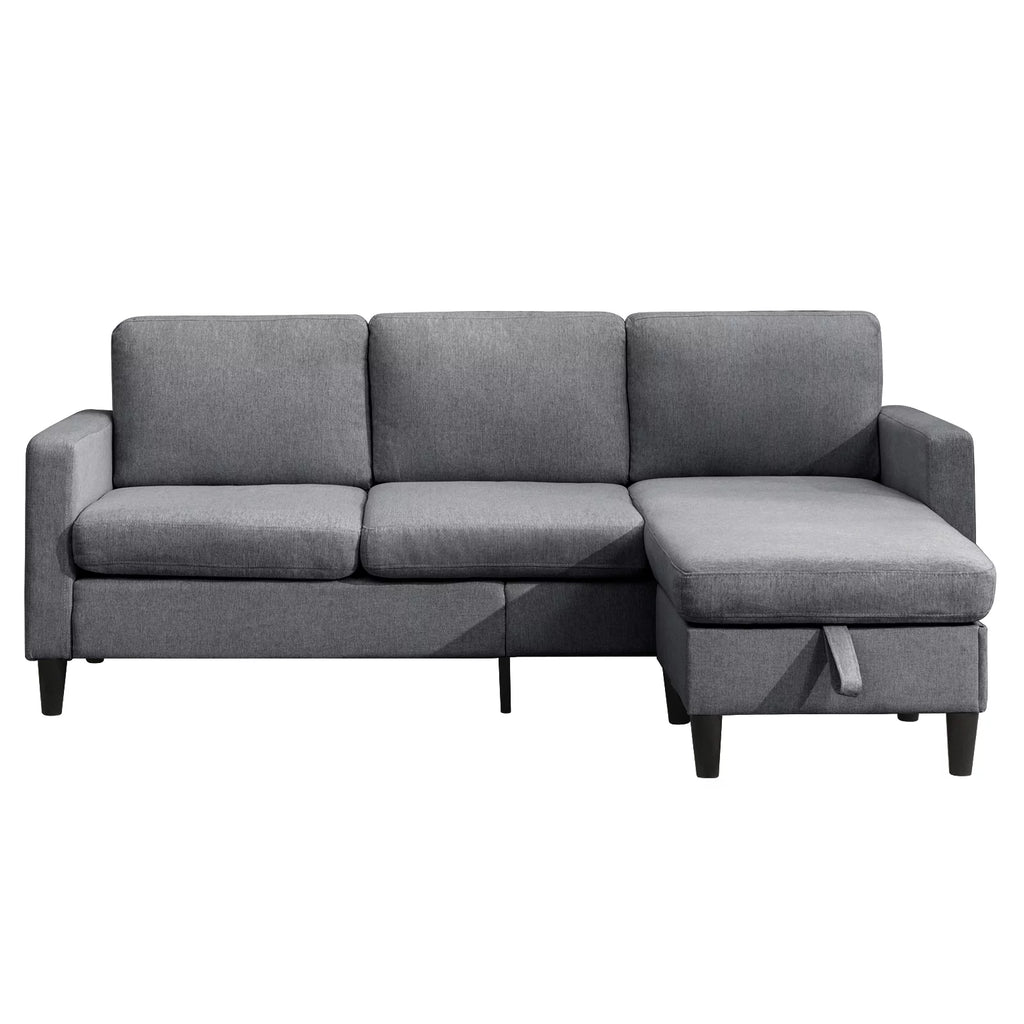 Modern Dark Grey Sectional Sofa with Storage Ottoman Y697
