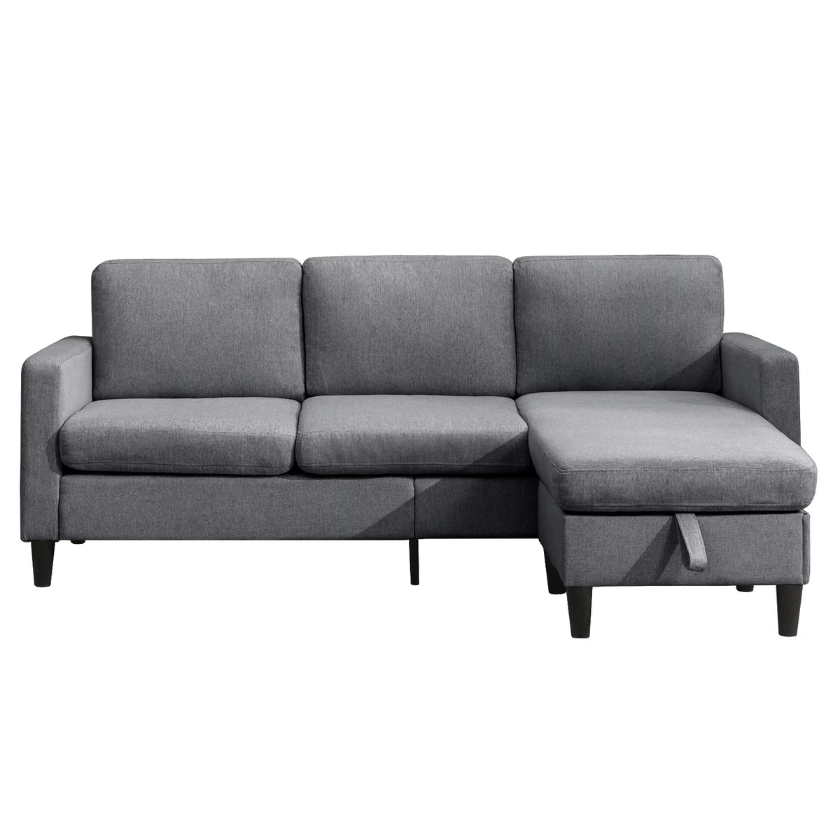 Modern Dark Grey Sectional Sofa with Storage Ottoman Y697