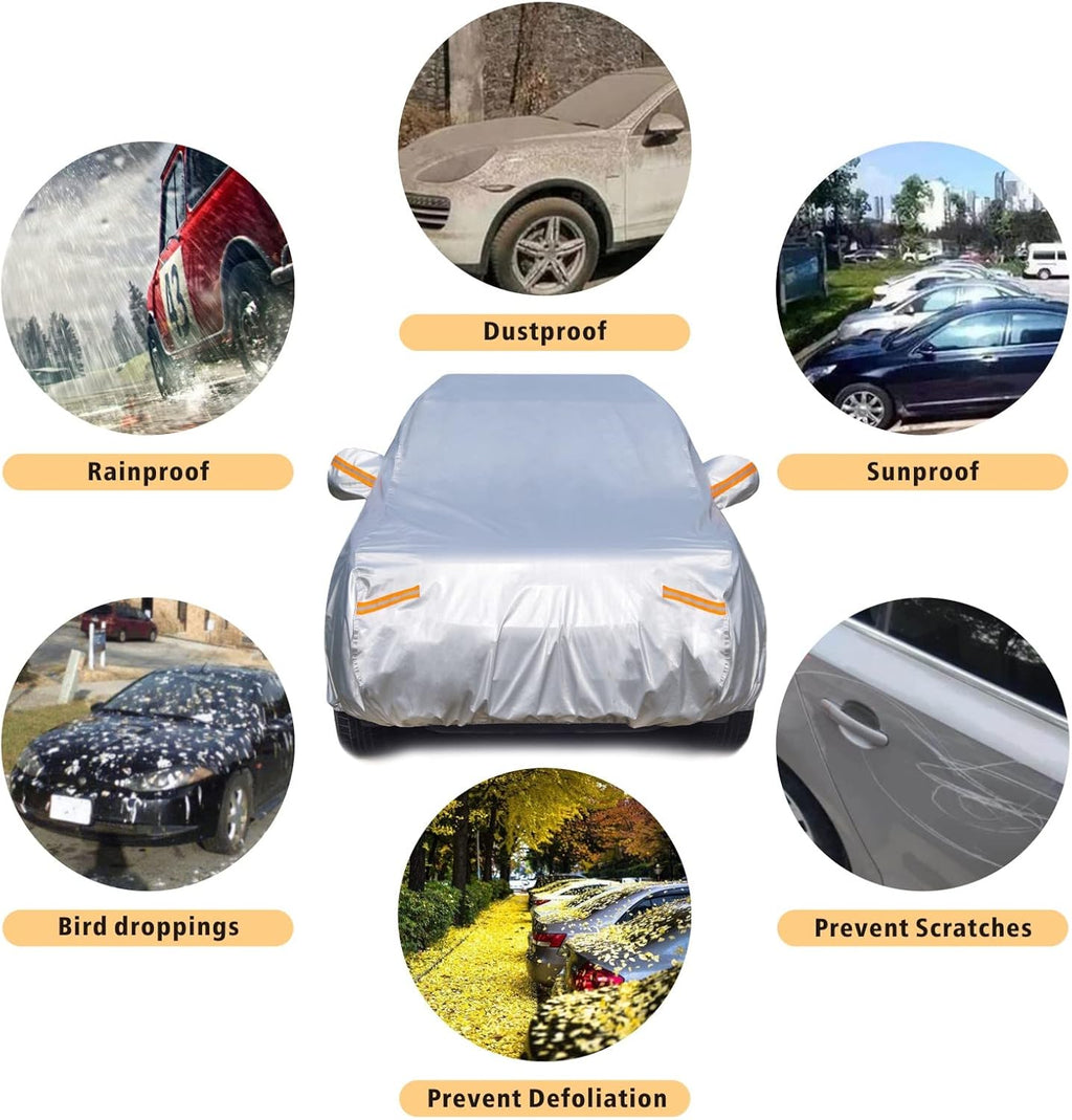 6 Layers Waterproof Outdoor Full Car Cover with Zipper Cotton D9464