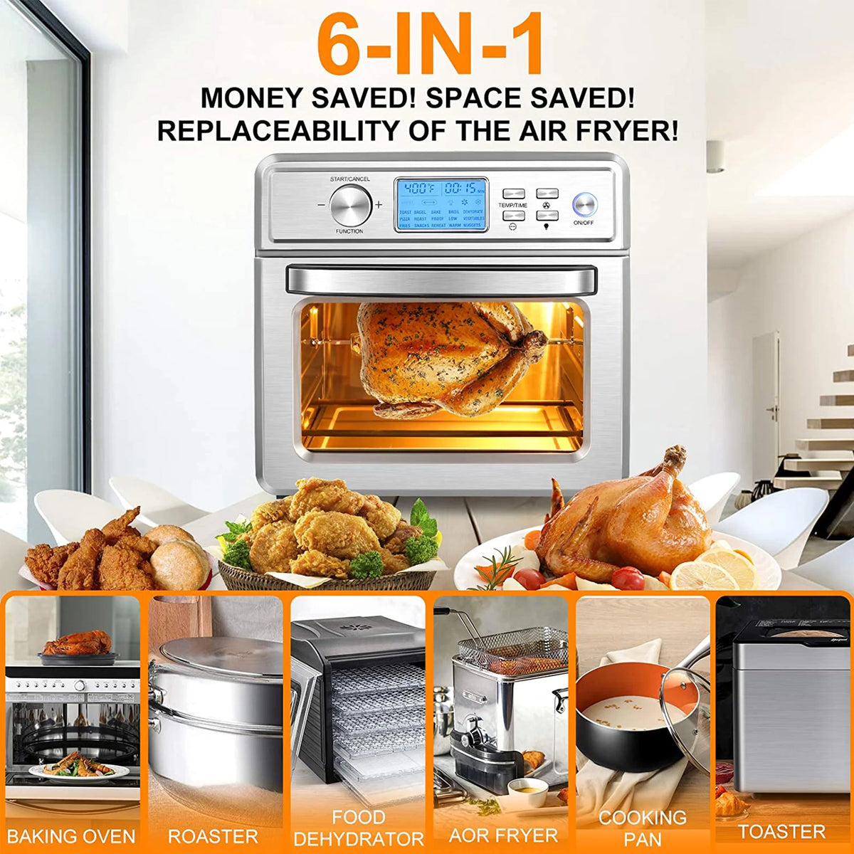 16 in 1 24.5QT Stainless Steel Air Fryer Oven W80247