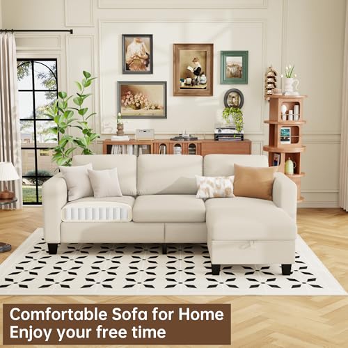 78'' 3 Seater L-Shaped Sectional Sofa with Storage Ottoman V209