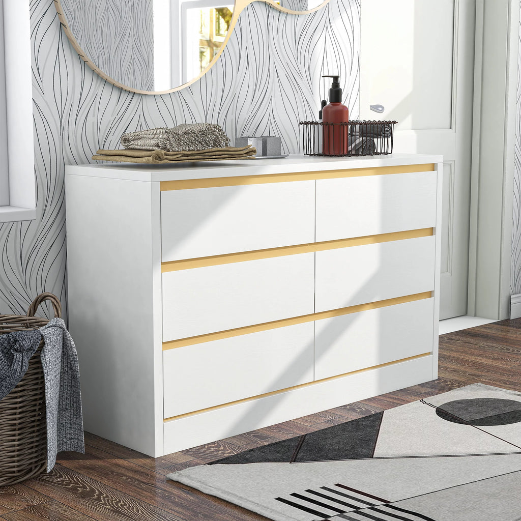 White 47-inch Wide 6-Drawer Double Dresser X596257