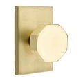 Satin Brass Double Dummy Octagon Door Knob with Modern Rectangular Rose M6439