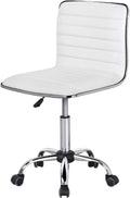 White PU Leather Armless Swivel Desk Chair W65299