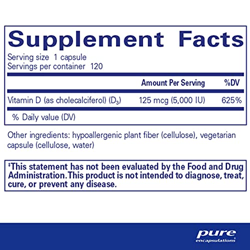 Vitamin D3 125 mcg (5,000 IU) Supplement - 120 Capsules K454572