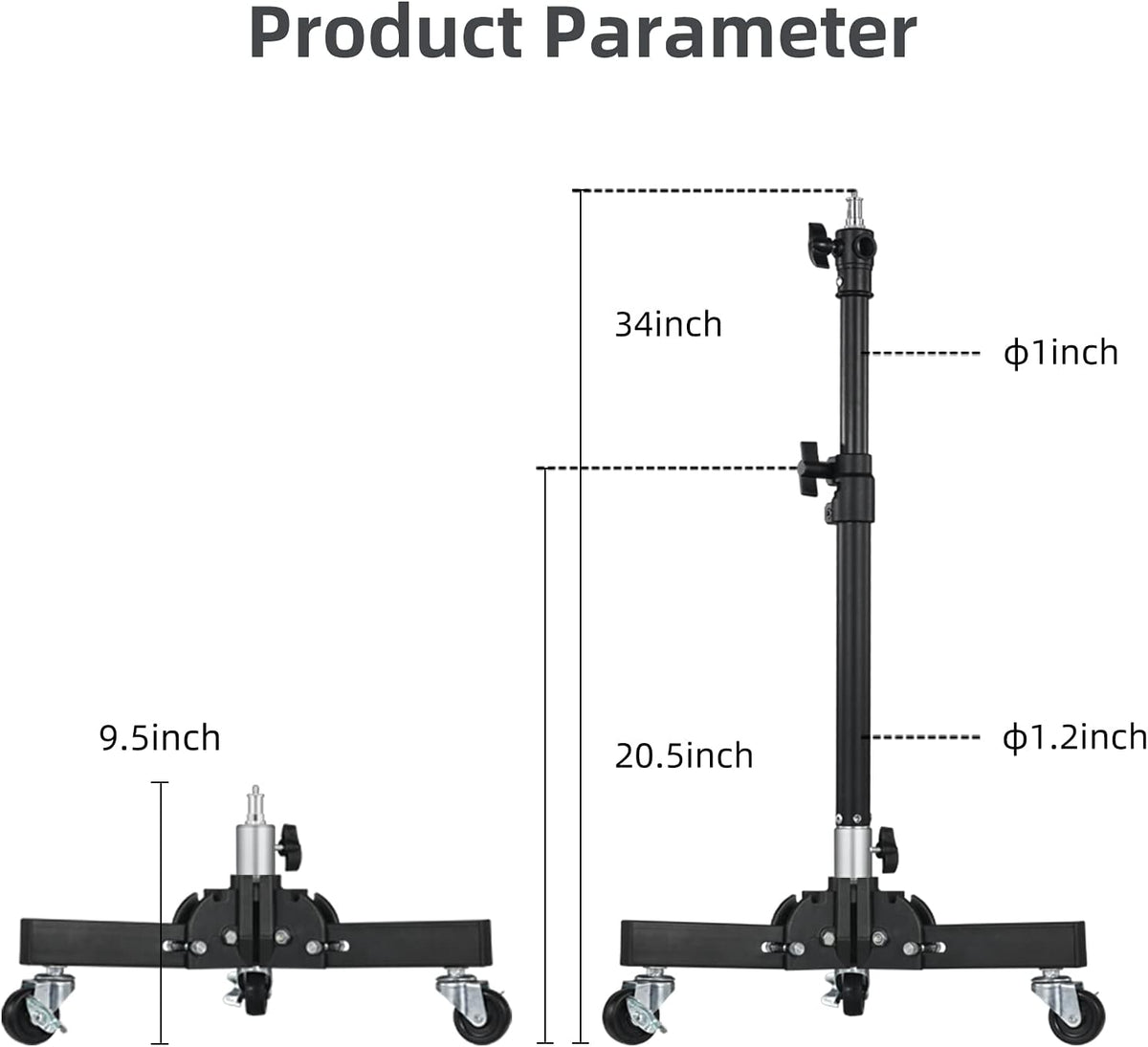Photography Tripod Light Stand Base with Casters U83551
