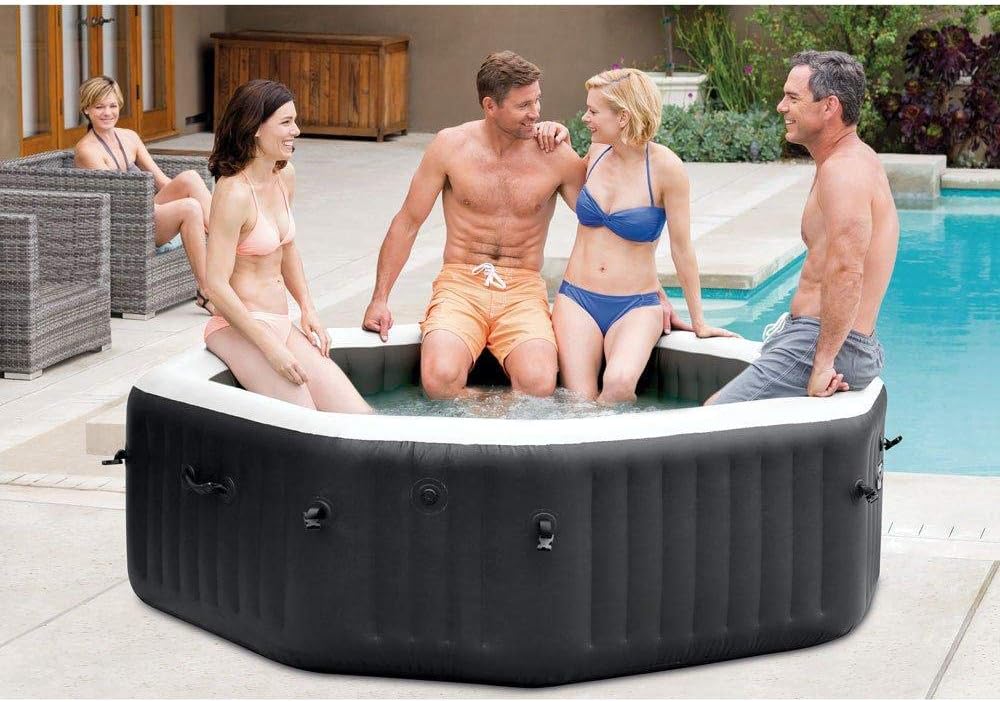79" X 28" Inflatable Hot Tub Set with Cover, 4-Person Q660