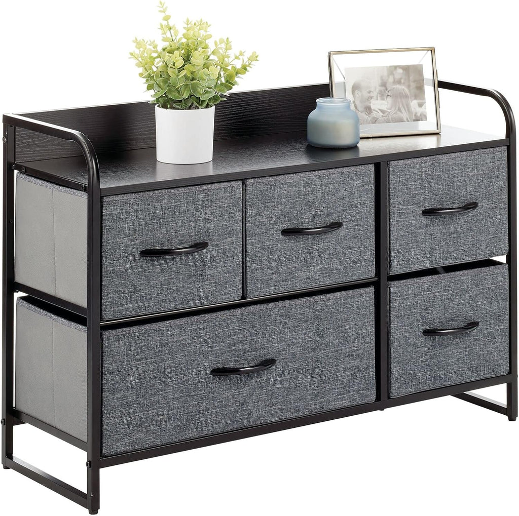Horizontal Storage Dresser Unit with 5 Removable Fabric Drawers P324