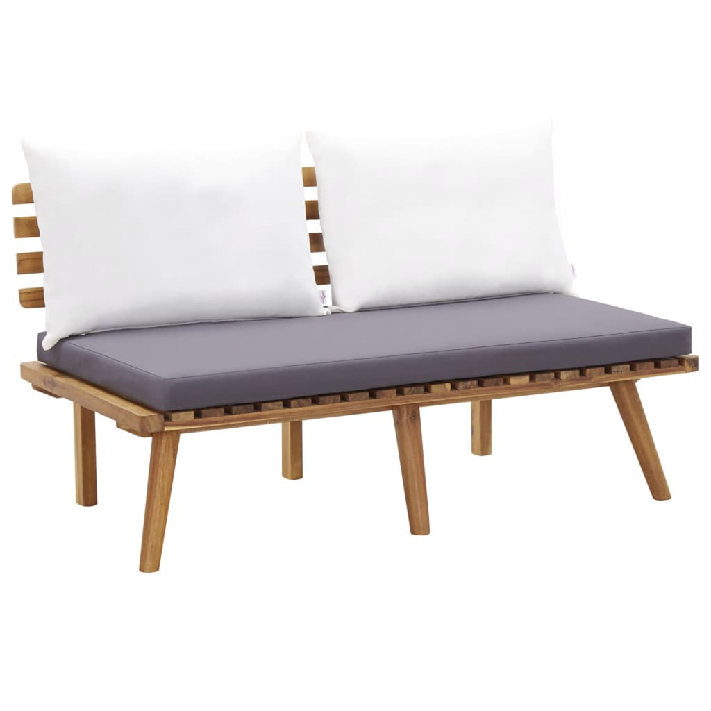 4 Piece Patio Lounge Set with Dark Gray Cushions Acacia Wood Outdoor Sectional Sofa Set F359602