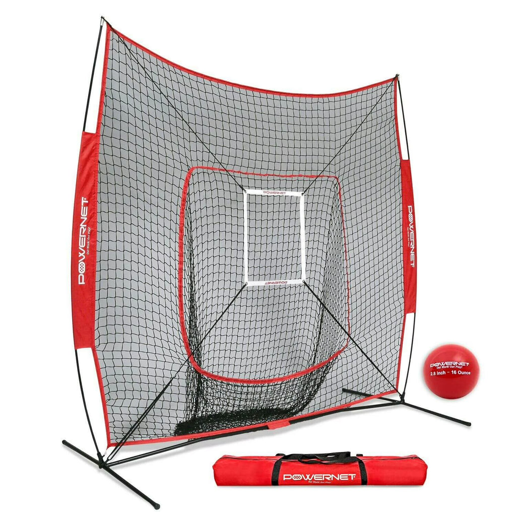 7x7 Baseball Softball Hitting Net with Weighted Heavy Ball and Carry Bag S14147