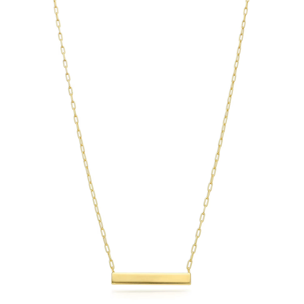 Gold Over Silver Paperclip Bar Pendant Necklace 16"-18" V659