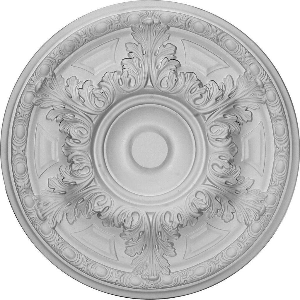 19 inch x 1 1/2 inch Hand-Painted White Crackle Ceiling Medallion V185387