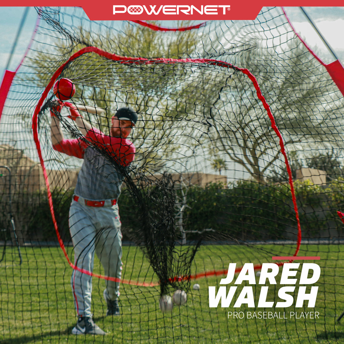7x7 Baseball Softball Hitting Net with Weighted Heavy Ball and Carry Bag S14147