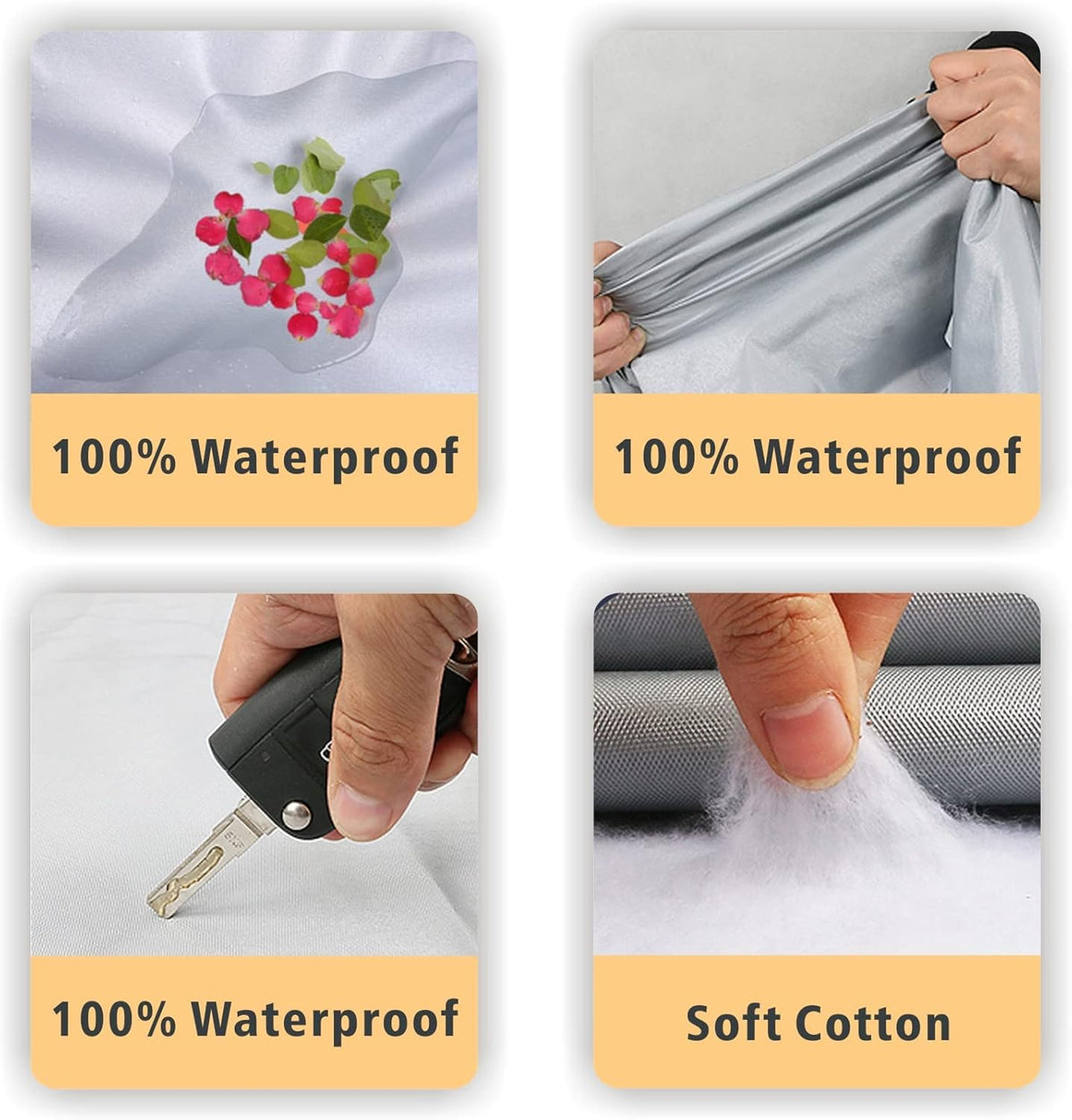 6 Layers Waterproof Outdoor Full Car Cover with Zipper Cotton D9464