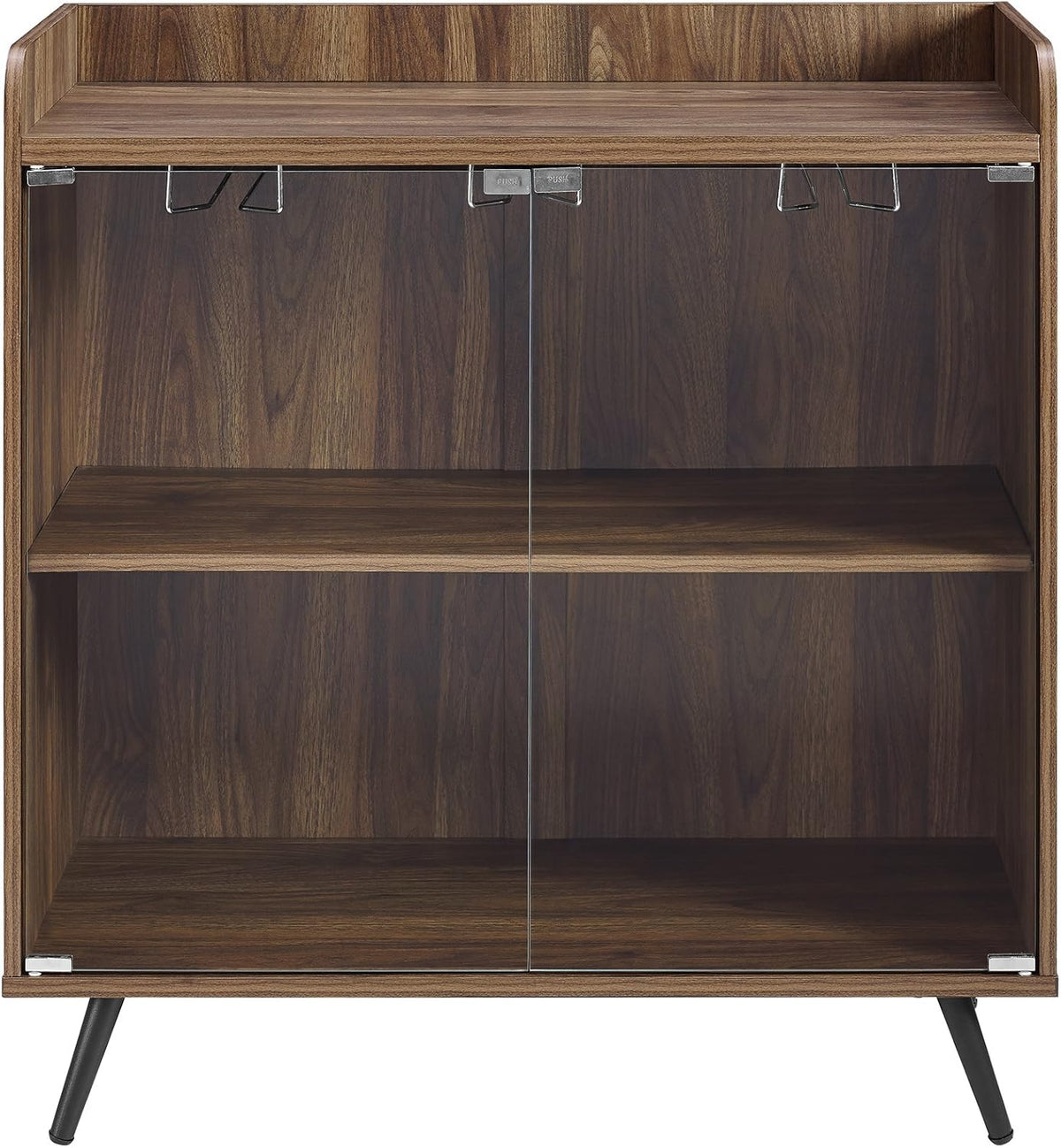Dark Walnut Double Glass Door Bar Cabinet N2286