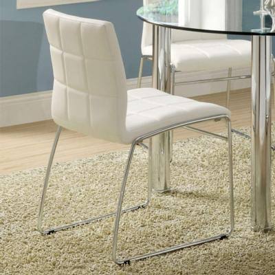 White Leatherette Side Chair Set of 2 E152
