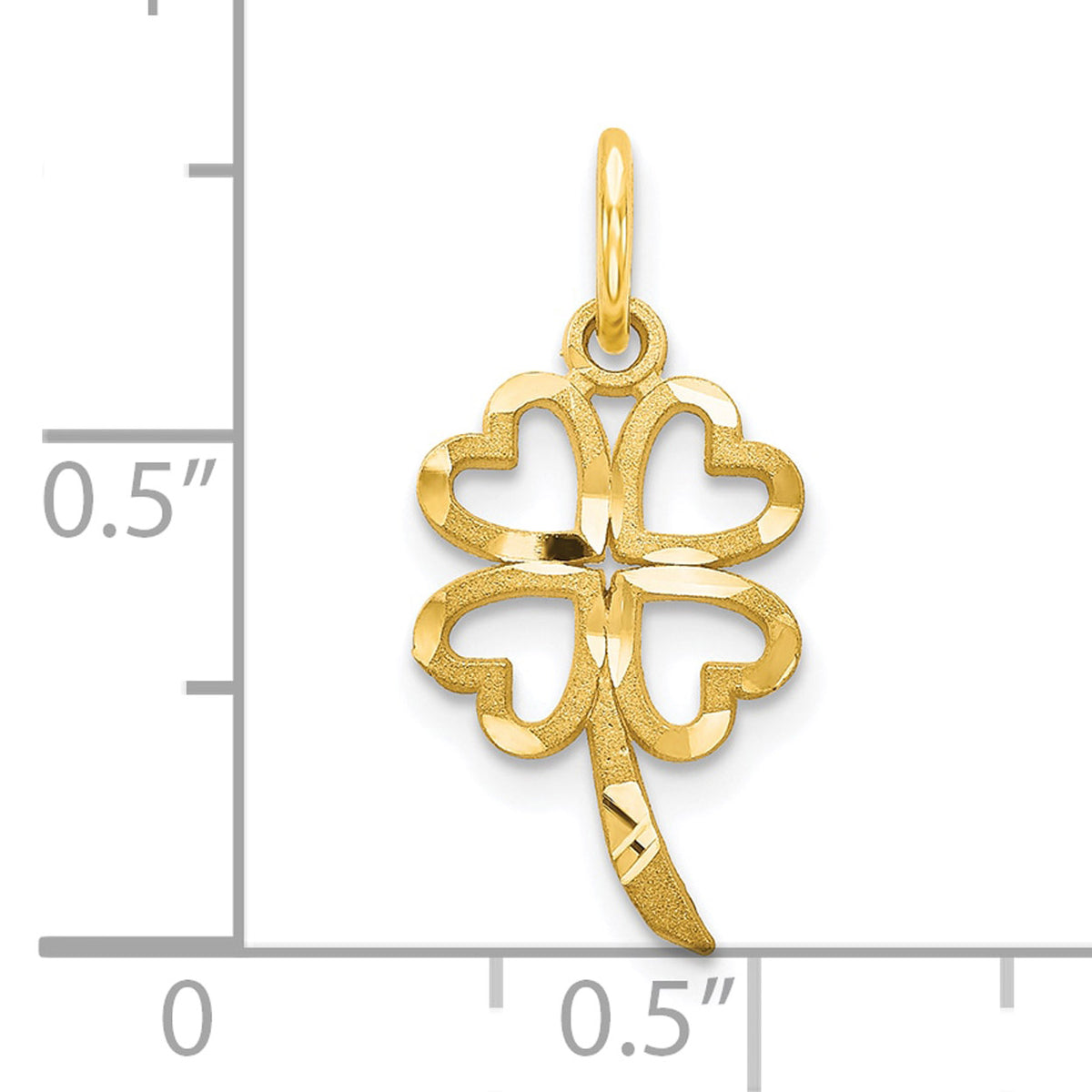 10K Yellow Gold Four Leaf Clover Pendant Charm with 14K Yellow Gold Rope Chain Necklace 16'' E43261