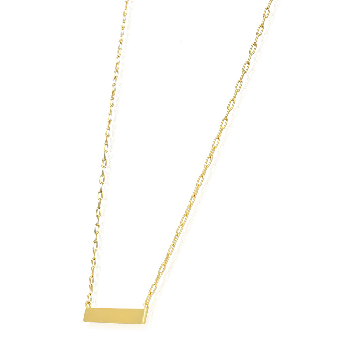 Gold Over Silver Paperclip Bar Pendant Necklace 16"-18" V659