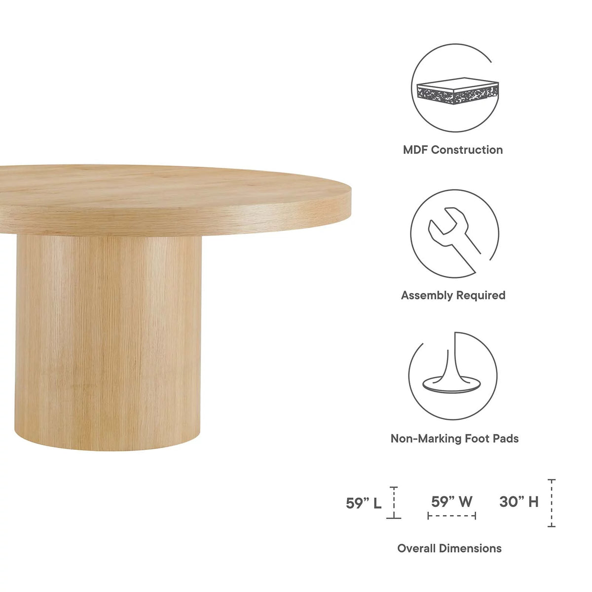 Round Dining Table in Oak J76017