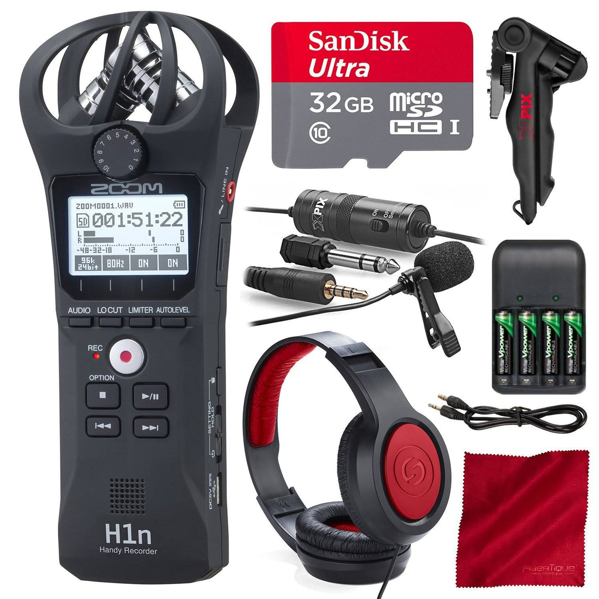Portable Digital Recorder with Lavalier Mic, Headphones, Tripod and Batteries S495027