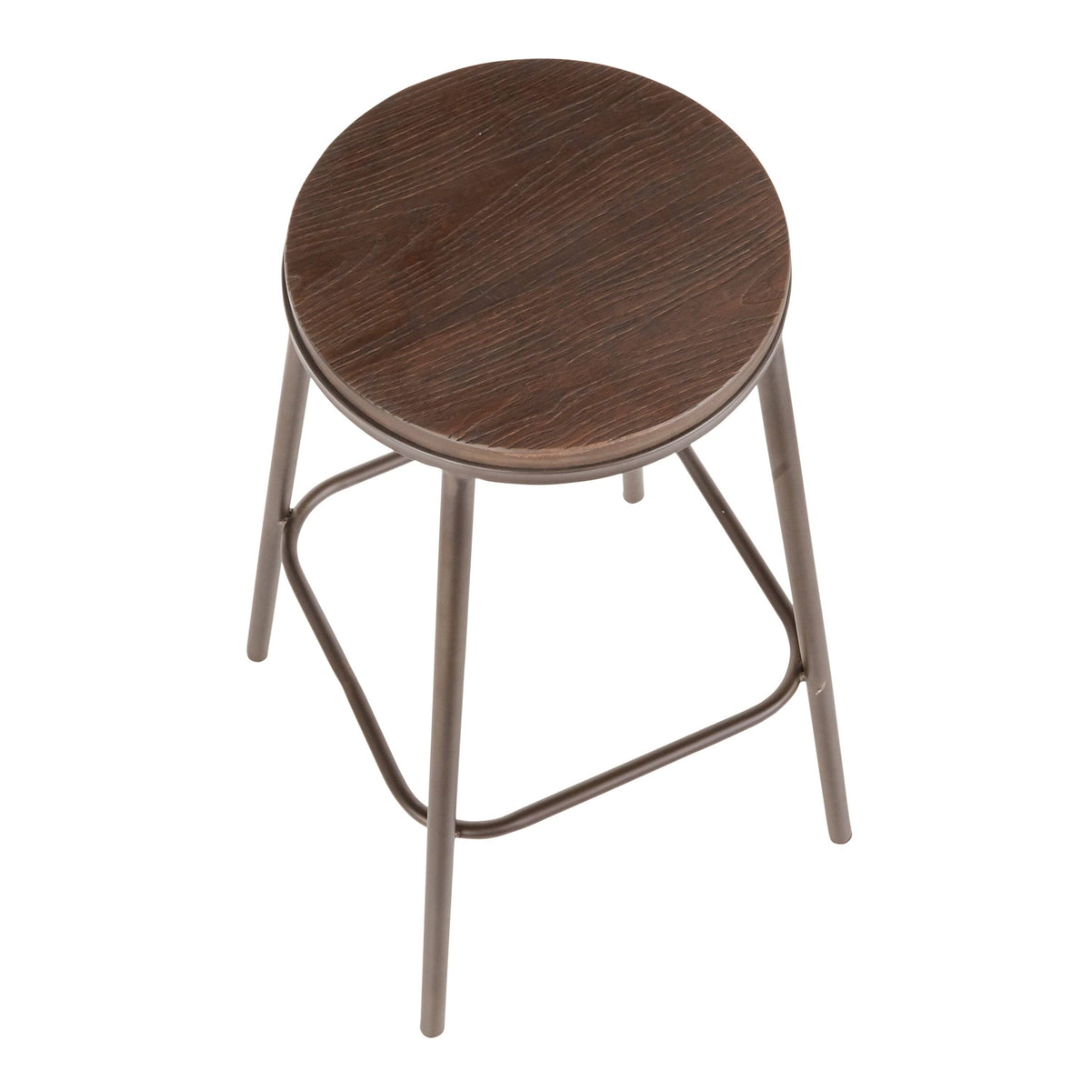 Industrial Round Bar Stool (Set of 2) Vintage White/Espresso D250410
