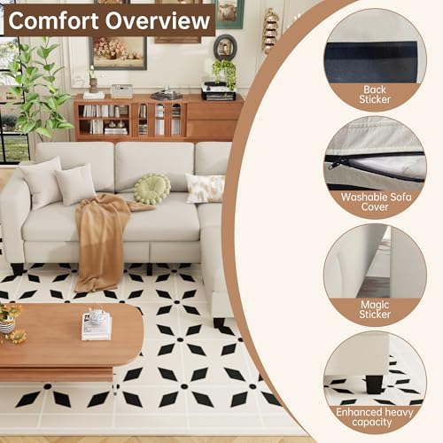 78'' 3 Seater L-Shaped Sectional Sofa with Storage Ottoman V209