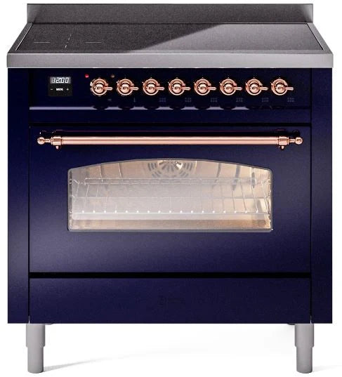 36 Induction Range with Electric Oven in Blue with Copper Trim T834035