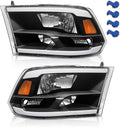 Headlight Assembly Compatible with 2009-2018 Dodge Ram 1500 2500 3500 LED Tube Chrome Housing Driver and Passenger Side B484898