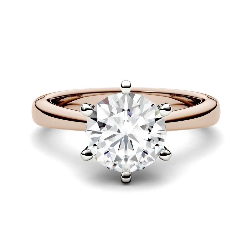14K Rose Gold Moissanite Round Solitaire Engagement Ring 1.90 DEW Y464