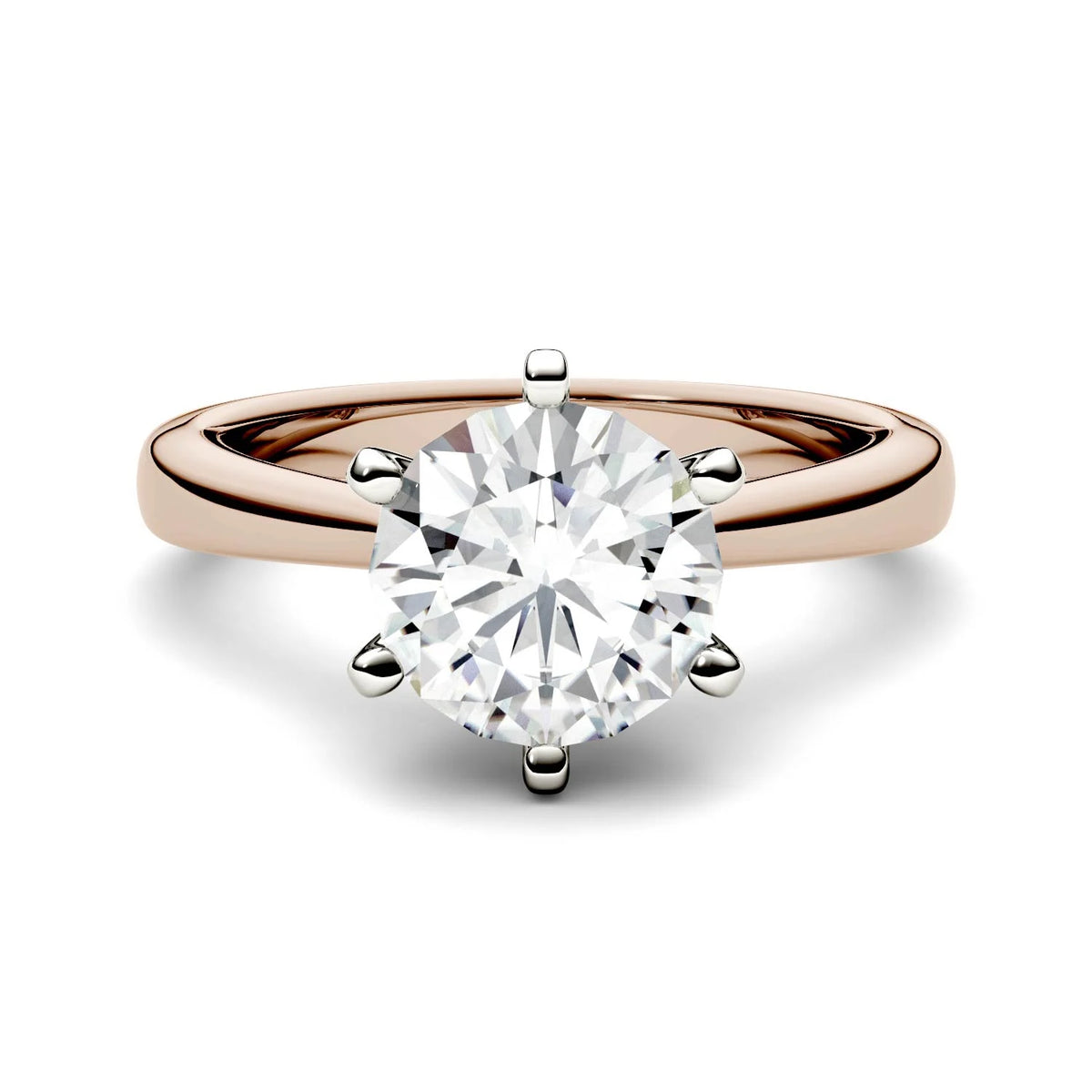 14K Rose Gold Moissanite Round Solitaire Engagement Ring 1.90 DEW Y464