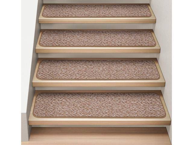 15 Pc Attachable Carpet Stair Treads Praline Brown 8 in. x 27 in. I6275
