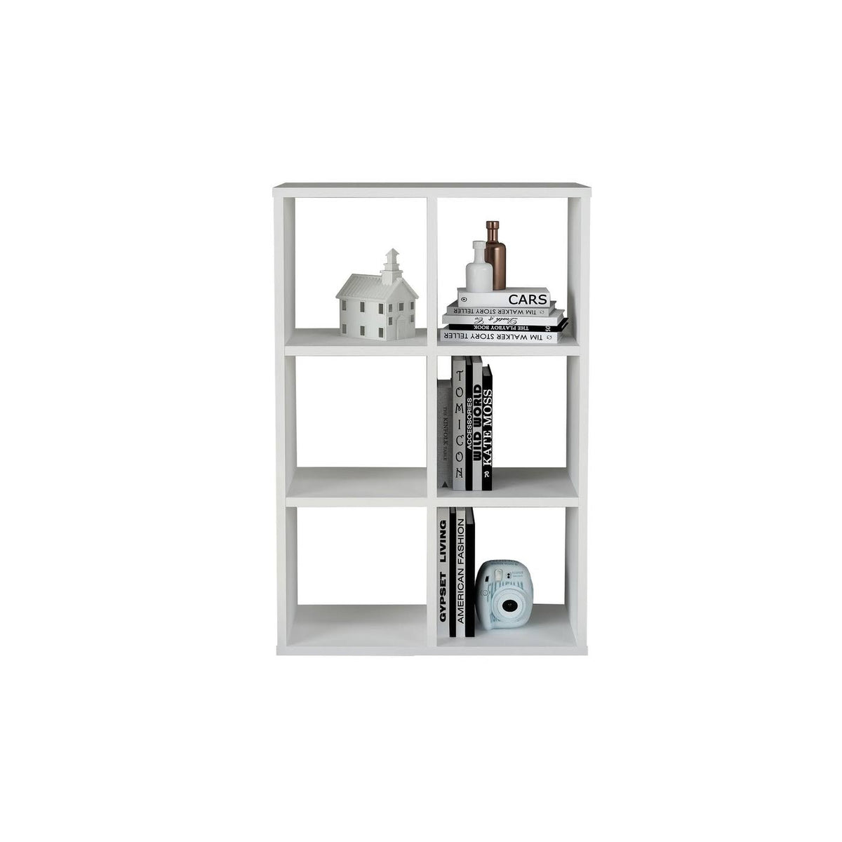 Walnut Cube Shape Bookcase 6 Open Storage L298246