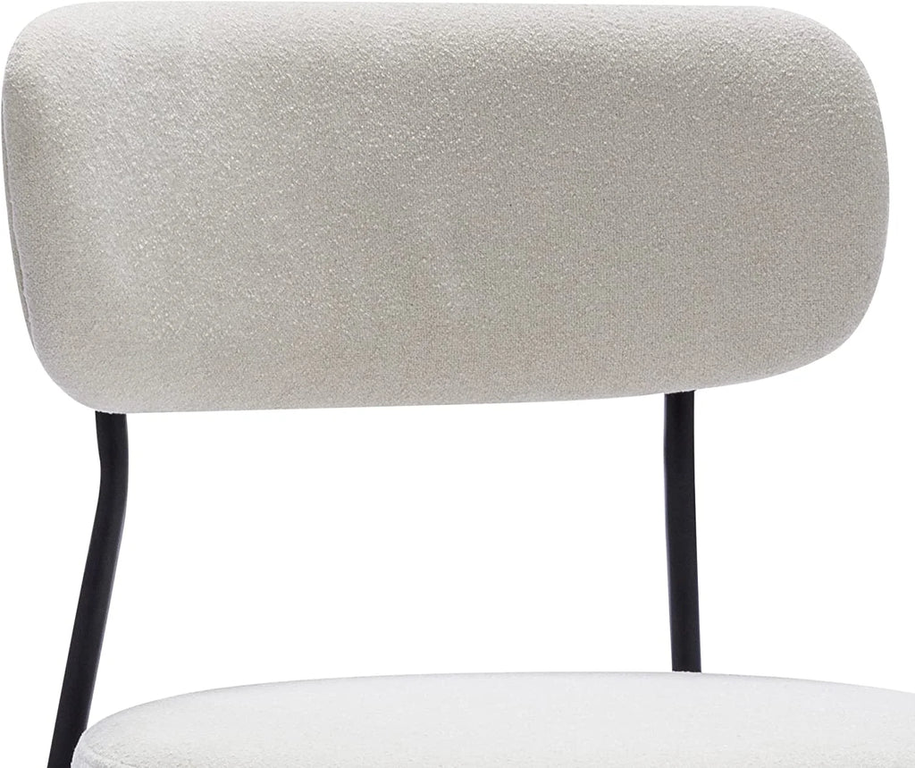 Set of 2 Boucle Upholstered Dining Chairs with Black Metal Legs D664091