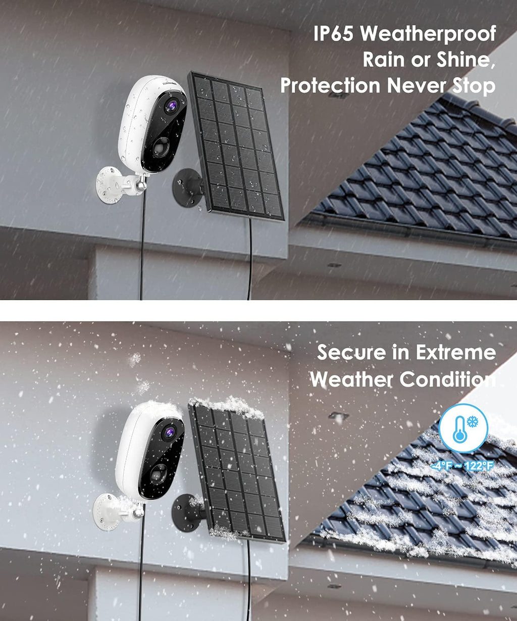 Solar Powered Outdoor Security Cameras Wireless, 1080P, Night Vision, 2-Way Talk, Motion Detection, Waterproof H7125