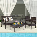 4 Pc Outdoor Patio Rattan Furniture Set A84472