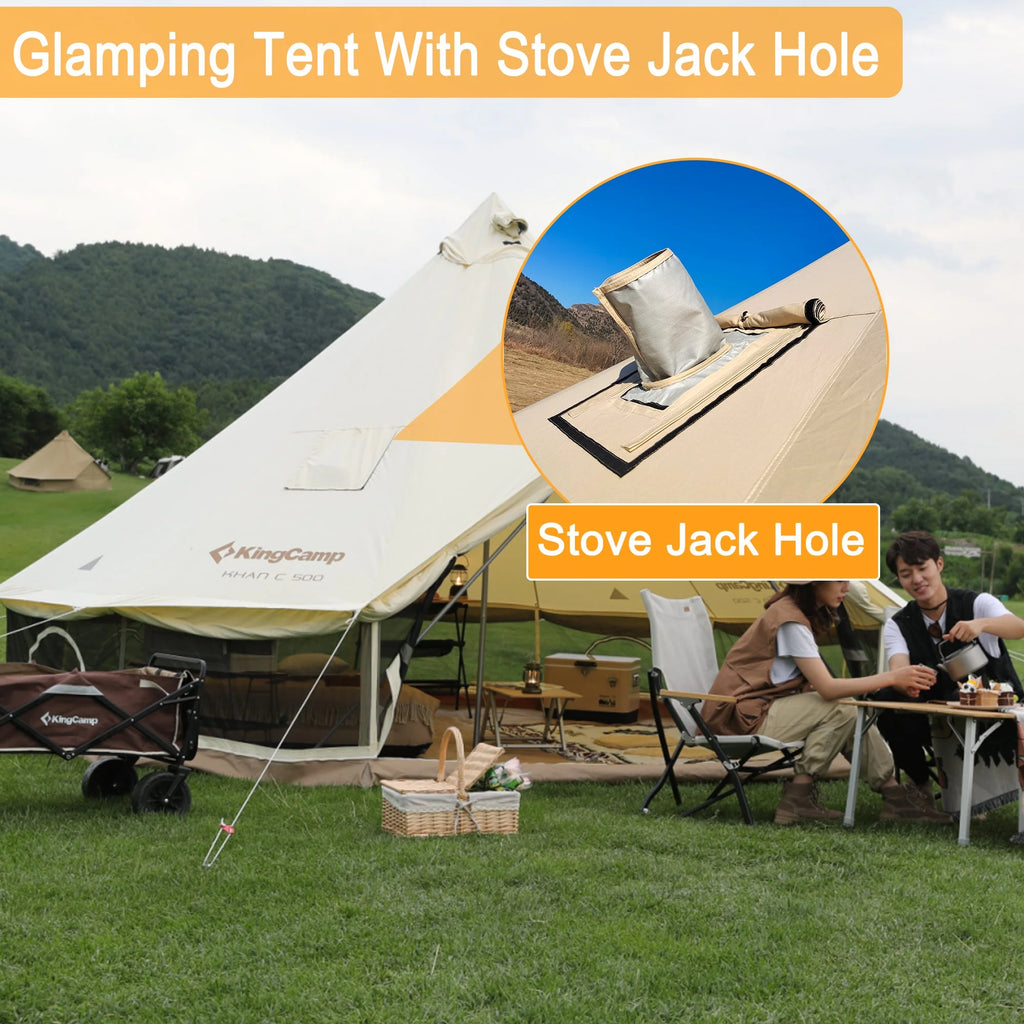 Canvas Bell Tent with Stove Jack Hole, 8-People 4 Seasons T39919