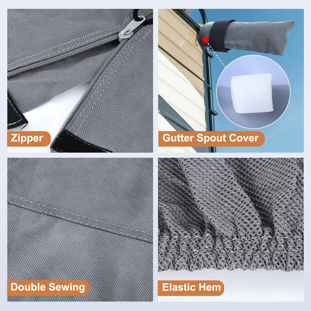 Heavy Duty 6 Layers Travel Trailer RV Cover Anti-UV Breathable Rip-Stop with 2Pcs Extra Straps & Gutter Spout Covers N4561