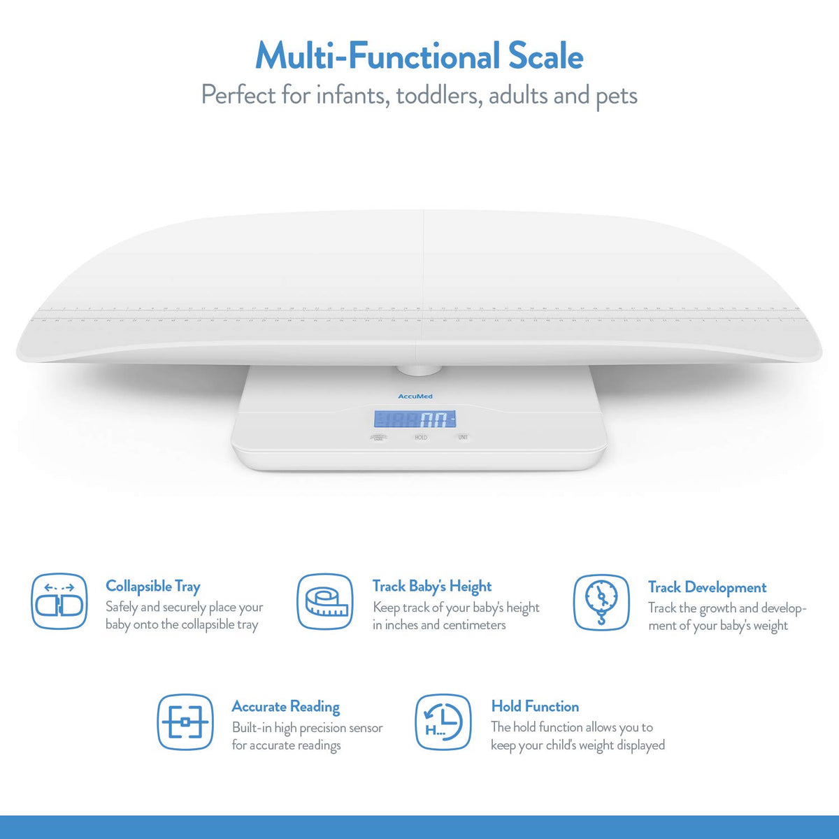 Baby Scale, Pet Scale, Toddler Scale, Digital Scale, Blue Backlight L980379