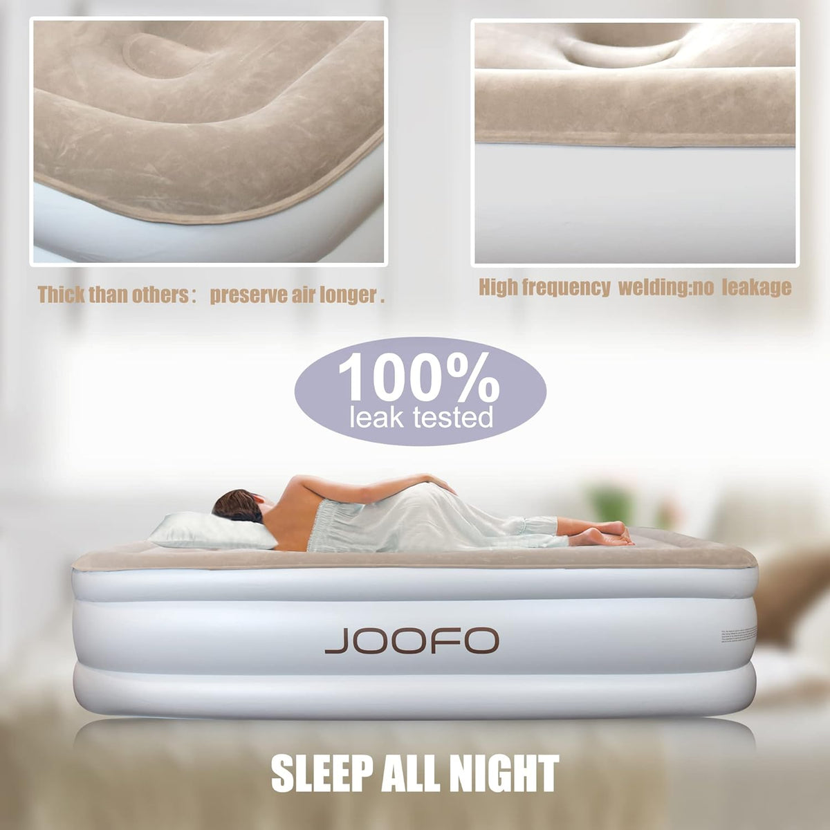 Twin Size Air Mattress with Built-in Pump, 18-inch Inflatable Bed, Pack of 2 X1580