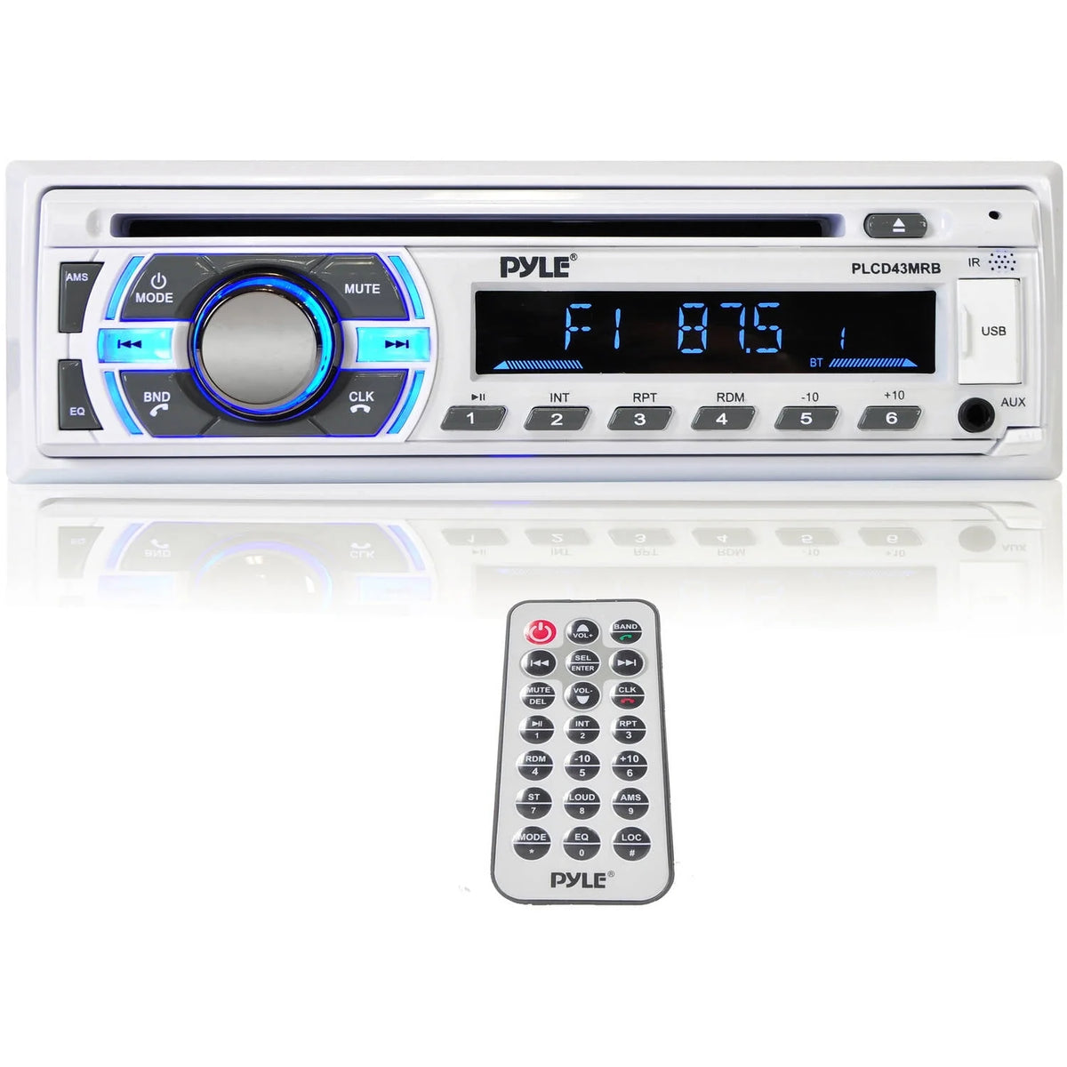 White Single DIN Marine Bluetooth Stereo Receiver & CD Player J55217
