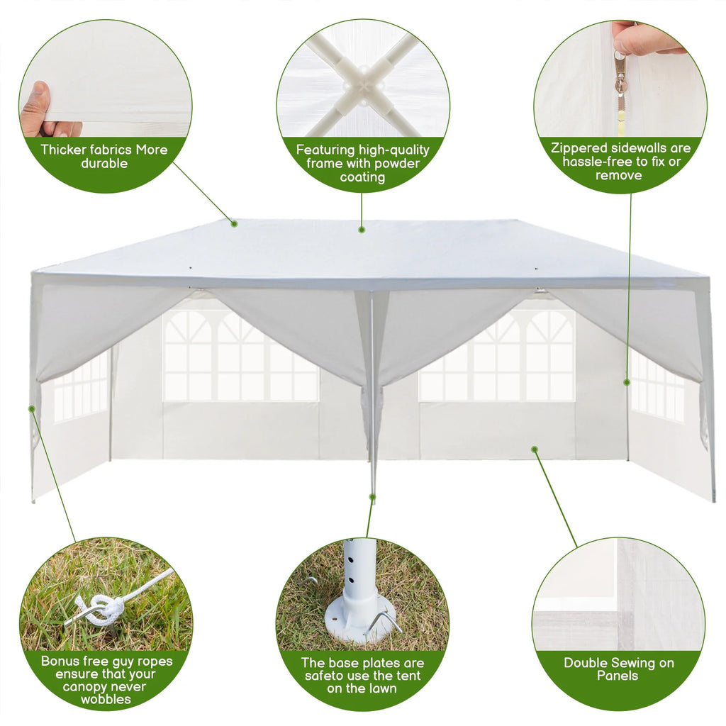 10'x 20' White Party Tent with Sides B5909