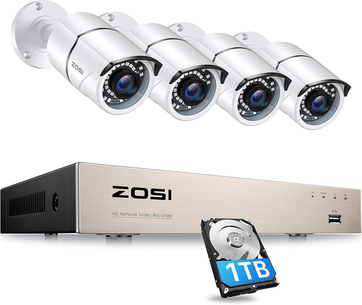 4K Ultra HD Security Cameras System, 4 Channel DVR with 2TB Hard Drive and 4 x 4K Bullet Cameras N635