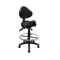Adjustable Saddle Stool with Backrest, PU Leather, Black P150667
