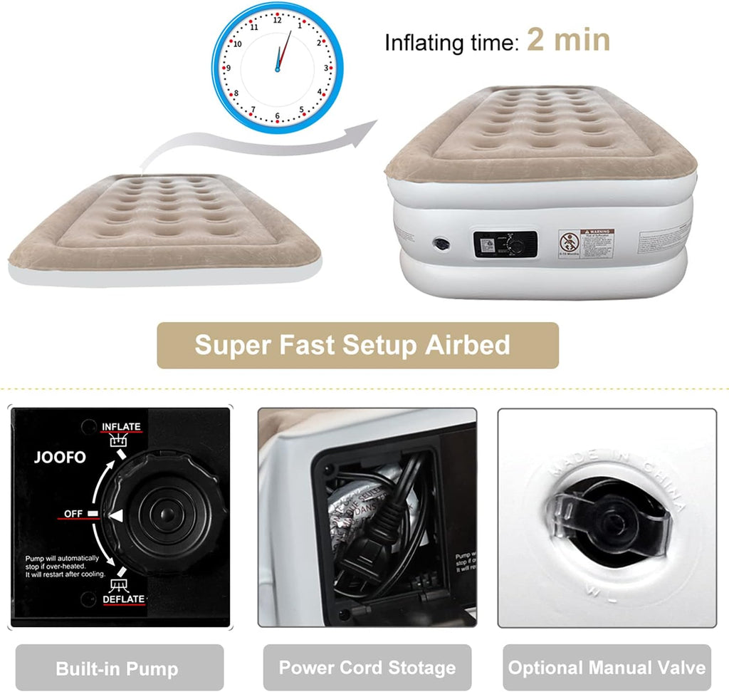 Twin Size Air Mattress with Built-in Pump, 18-inch Inflatable Bed, Pack of 2 X1580