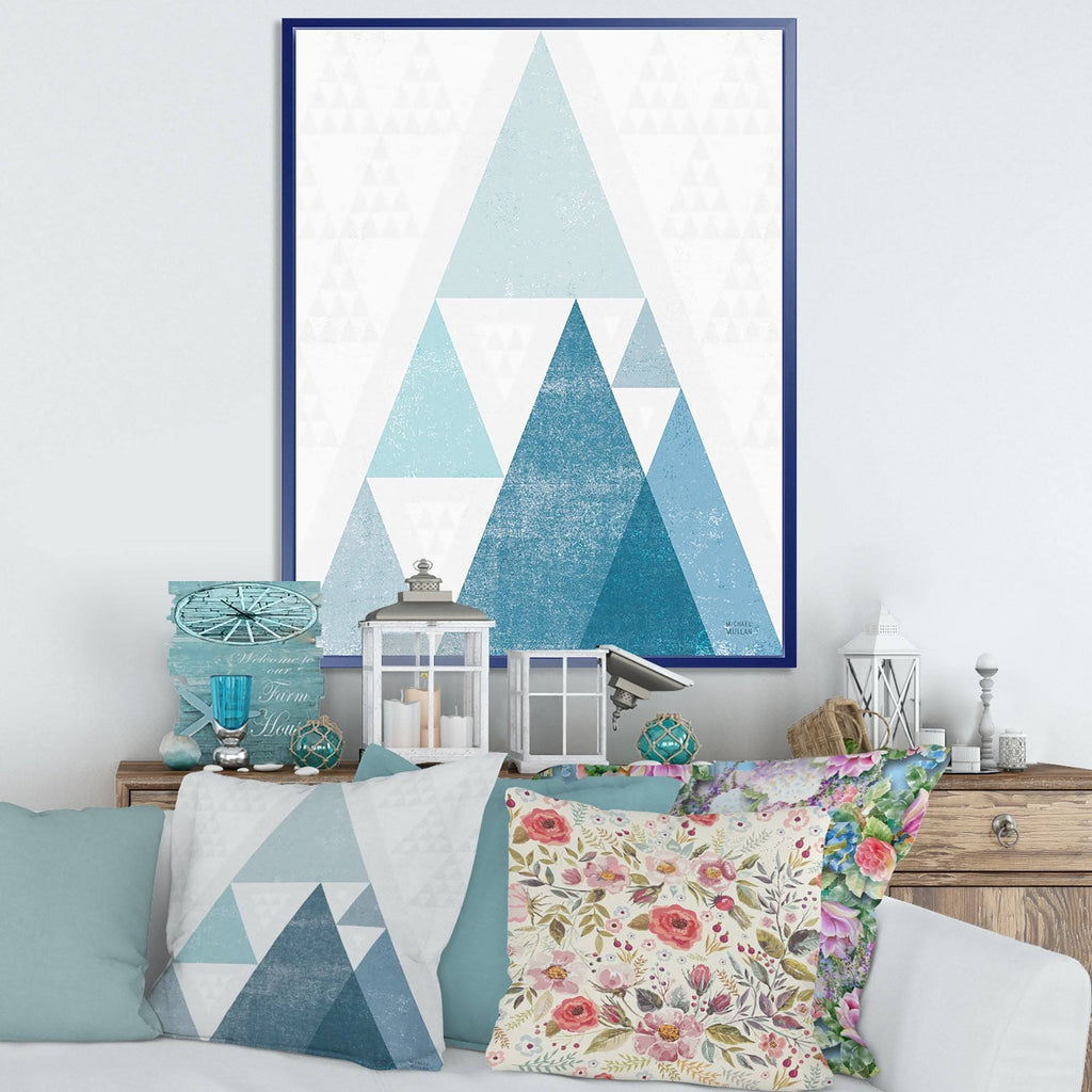 Minimal Triangles III Blue Framed Canvas I945008