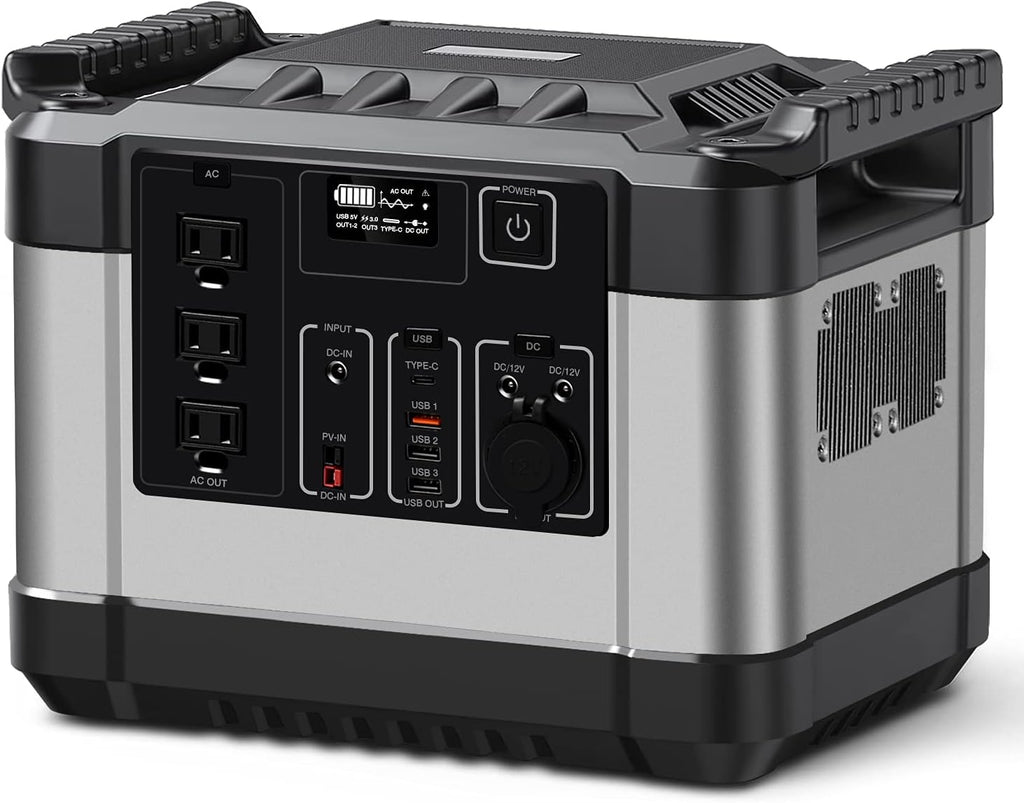 350000mAh 1000W 1120Wh Solar Power Generator with 3 AC Outlets, 3 USB Ports, LED Display N713633