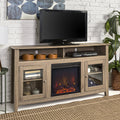 Wood Highboy Fireplace TV Stand S244